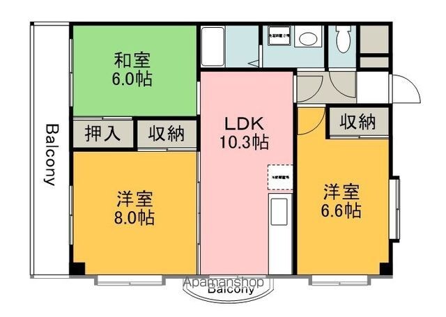 Ｋ．１ビル[3LDK/66.24m2]の間取図