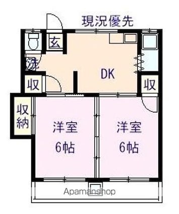 堂ヶ迫マンション[2DK/39.34m2]の間取図