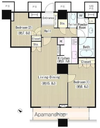 ＴＨＥ　ＴＯＫＹＯ　ＴＯＷＥＲＳ　シータワー[2LDK/80.23m2]の間取図