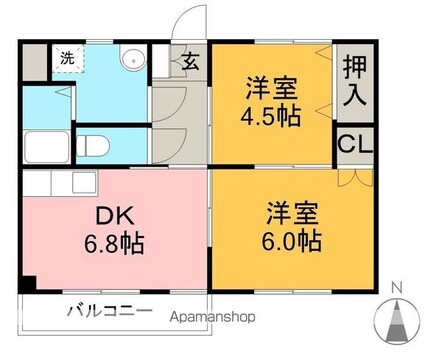 コーポ　サン　マーシィ[2DK/43.74m2]の間取図