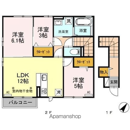 クレール富久　Ｂ[3LDK/66.58m2]の間取図