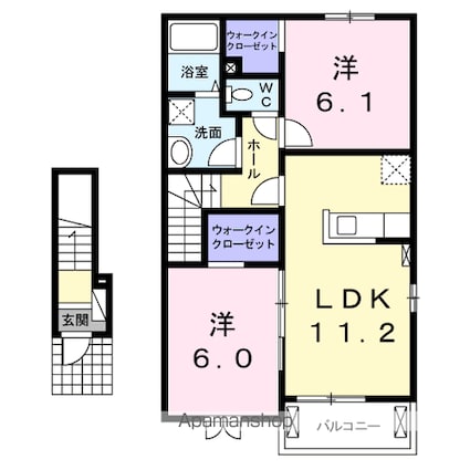 フローラル・コート[2LDK/57.64m2]の間取図