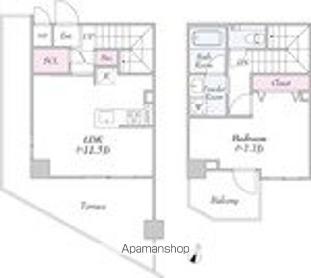 東京都文京区関口３丁目[1LDK/53.94m2]の間取図