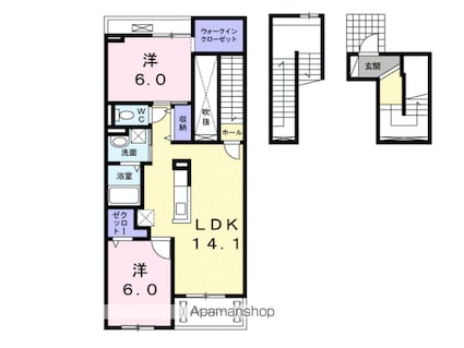 プラシードⅠ[2LDK/72.75m2]の間取図
