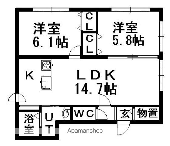 グランメール平和通北Aの間取り写真