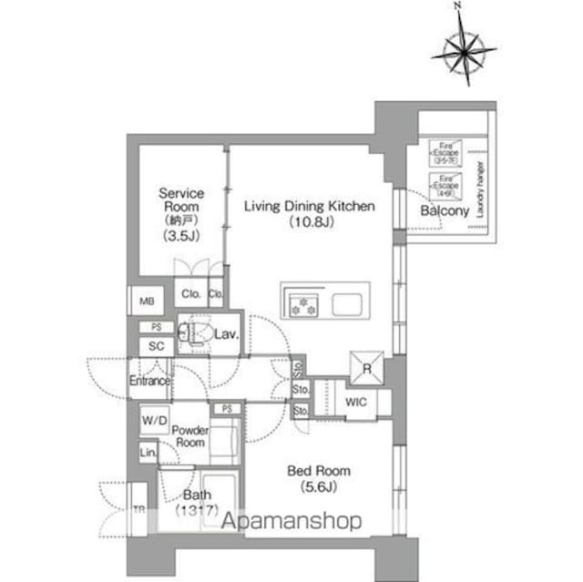コンフォリア・リヴ西大島ＳＯＵＴＨ[1SLDK/48m2]の間取図