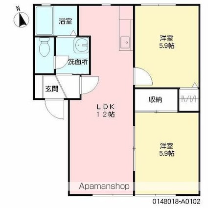 ヴェールヤマシタ[2LDK/50.42m2]の間取図