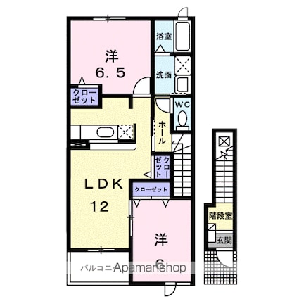 カーサ・アンソレイエ[2LDK/58.86m2]の間取図