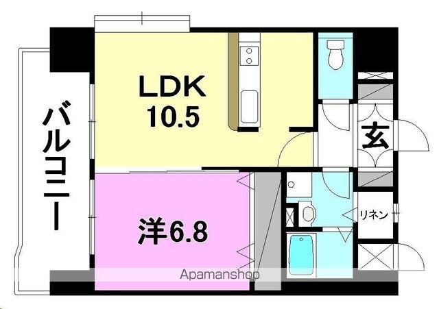 スカイタワー勝山[1LDK/43.47m2]の間取図