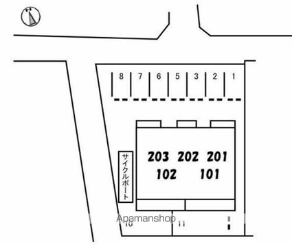 グリナージュ北山越[2LDK/51.48m2]の配置図