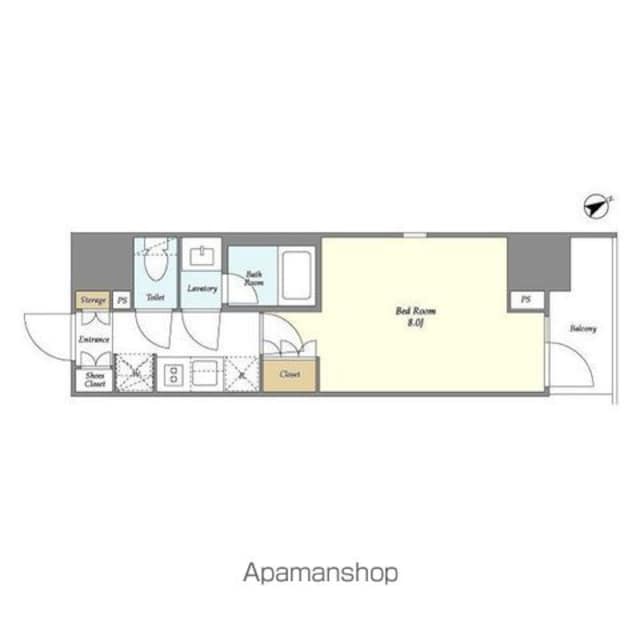 ジオエント門前仲町[1K/25.02m2]の間取図