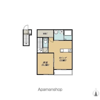 滋賀県長浜市下坂浜町[1LDK/44.83m2]の間取図