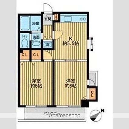東京都新宿区北新宿４丁目[2DK/41.04m2]の間取図