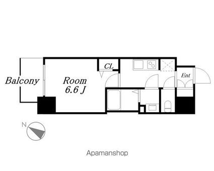 ディアレイシャス名古屋中村公園Ⅱ[1K/24.28m2]の間取図