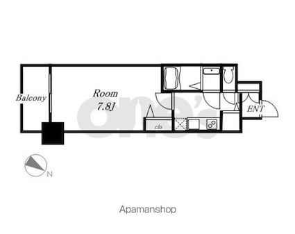 プレサンスジェネ千種内山[1K/24.51m2]の間取図