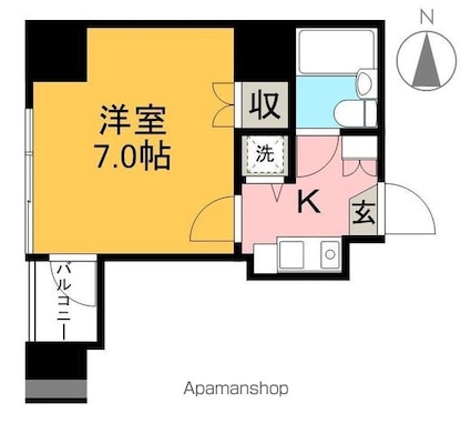 アルファはりまやばし[1K/21.4m2]の間取図