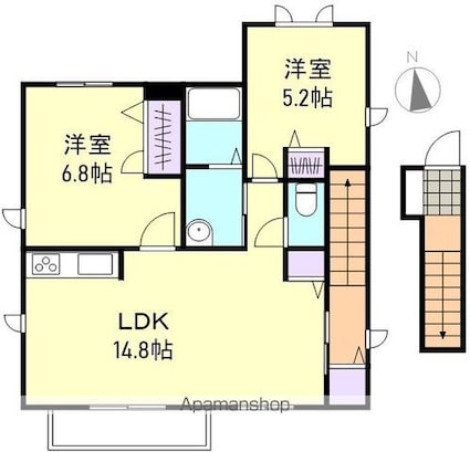 ライツ[2LDK/64.93m2]の間取図