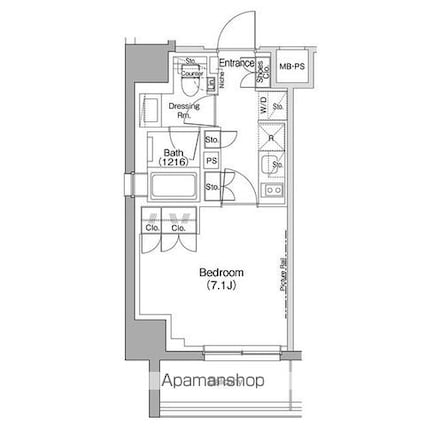 ザ・パークハビオ駒込[1K/25.14m2]の間取図