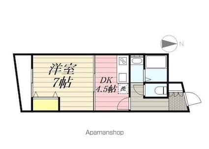 ブルーハイツ月読橋[1DK/33.69m2]の間取図