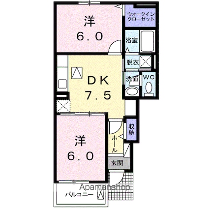グランド・パレス　ハヤシ[2DK/46.06m2]の間取図