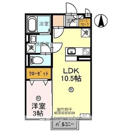 ポレール[1LDK/33.39m2]の間取図