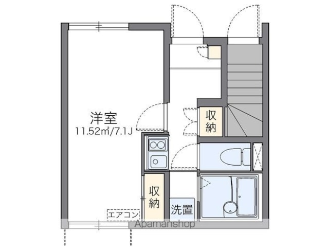 レオネクストハッピネスⅢ[1K/21.9m2]の間取図