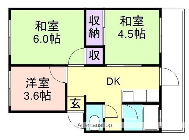和歌山県和歌山市榎原[3K/34.54m2]の間取図