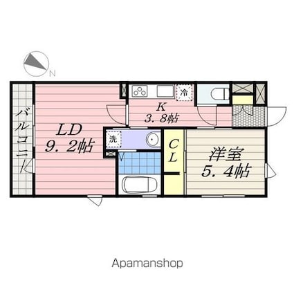 エクセルＫ[1LDK/41.55m2]の間取図