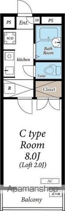 アラモード旭ヶ丘[1K/23.45m2]の間取図