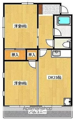 メゾンムーラン[2DK/43.75m2]の間取図