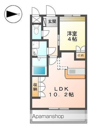 プラムガーデンＹｏｕｋｉ[1LDK/36m2]の間取図