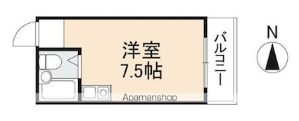 香川県高松市番町５丁目[1R/14.98m2]の間取図