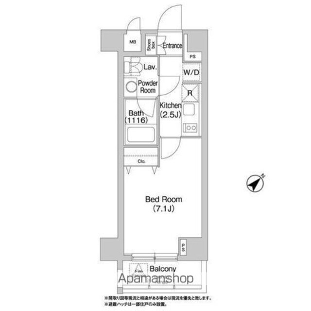 コンフォリア豊洲[1K/24m2]の間取図