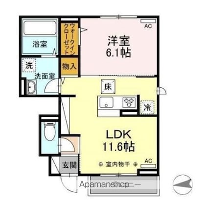 グランドソレイユ[1LDK/42.38m2]の間取図