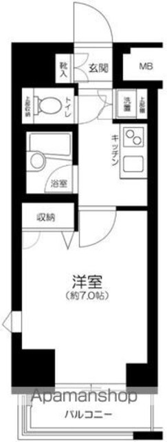 東京都新宿区四谷２丁目[1K/22.5m2]の間取図