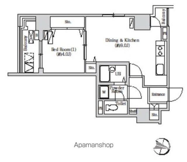 トリニティー芝浦[1DK/37.7m2]の間取図