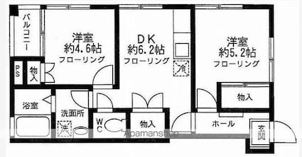 サンライズ荻窪[2DK/42.71m2]の間取図
