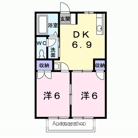 潮来市日の出のアパートの間取り