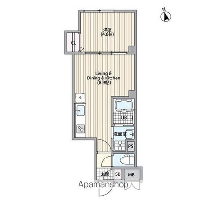 エルファーロ恵比寿[1LDK/30m2]の間取図