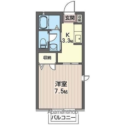 パルメイト[1K/26.46m2]の間取図