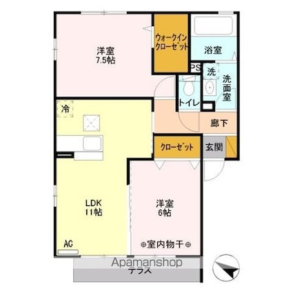 ステラソレイユ　ステラ[2LDK/57.93m2]の間取図