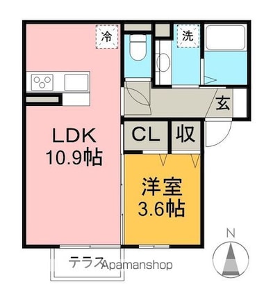 リヴェール[1LDK/36.29m2]の間取図