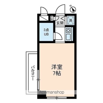 神奈川県横浜市南区井土ケ谷中町[1R/21m2]の間取図