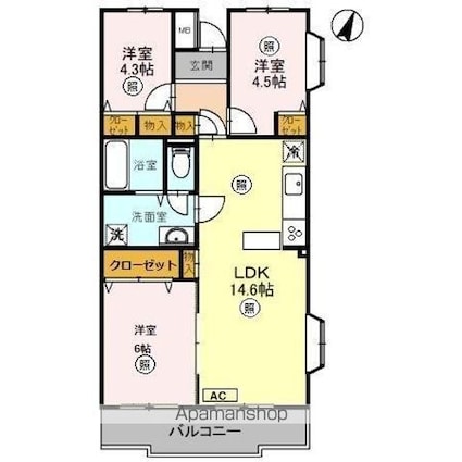 ミナミ・スクウェア[3LDK/66.44m2]の間取図
