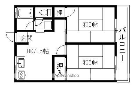滋賀県栗東市御園[2DK/41.31m2]の間取図