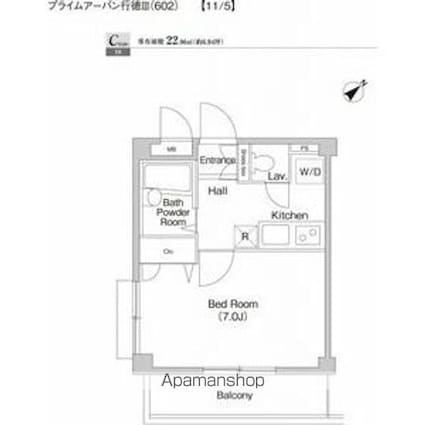 ザ・レジデンス行徳Ⅲ[1K/22.96m2]の間取図