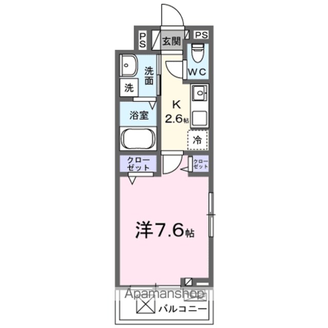 Ｗｅｓｔ　Ｐｒｉｍａｒｙ[1K/27.02m2]の間取図