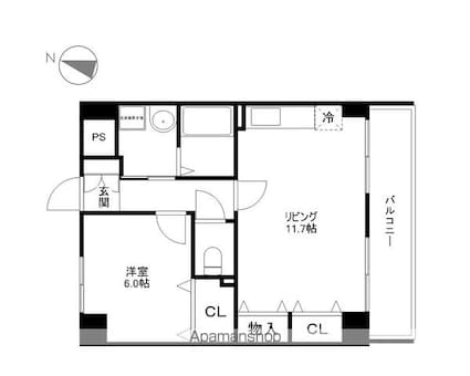 滋賀県守山市梅田町[1LDK/45m2]の間取図