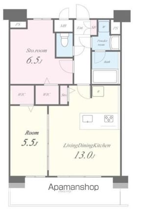 ＣＯＮＳＴＥＬＬＡＴＩＯＮ[1SLDK/57.32m2]の間取図