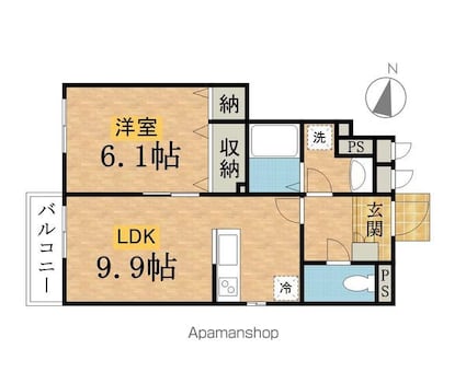 東京都八王子市子安町２丁目[1LDK/41m2]の間取図